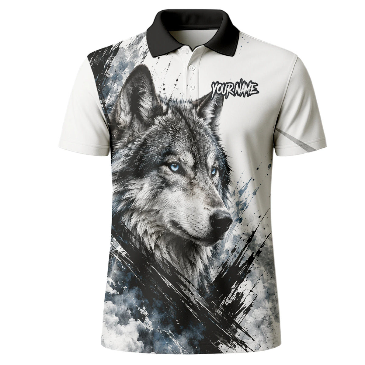 Personalised White Black Blue Wolf Darts Shirt For Men P634