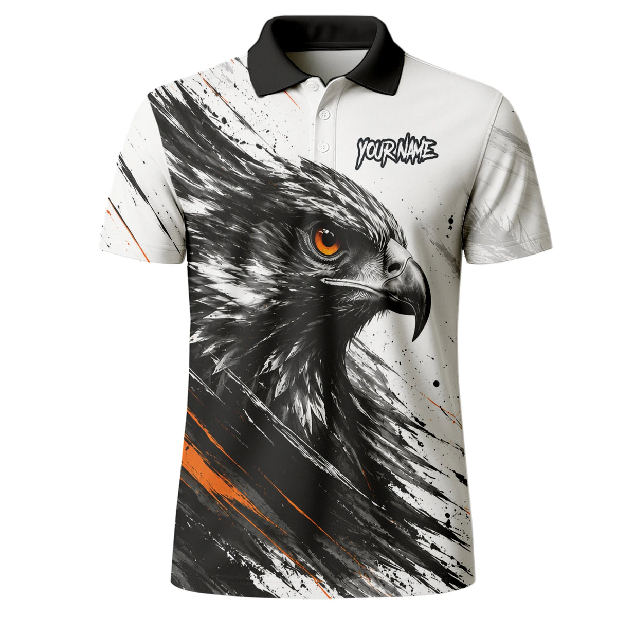 Personalised White Black Orange Eagle Darts Shirt For Men V695