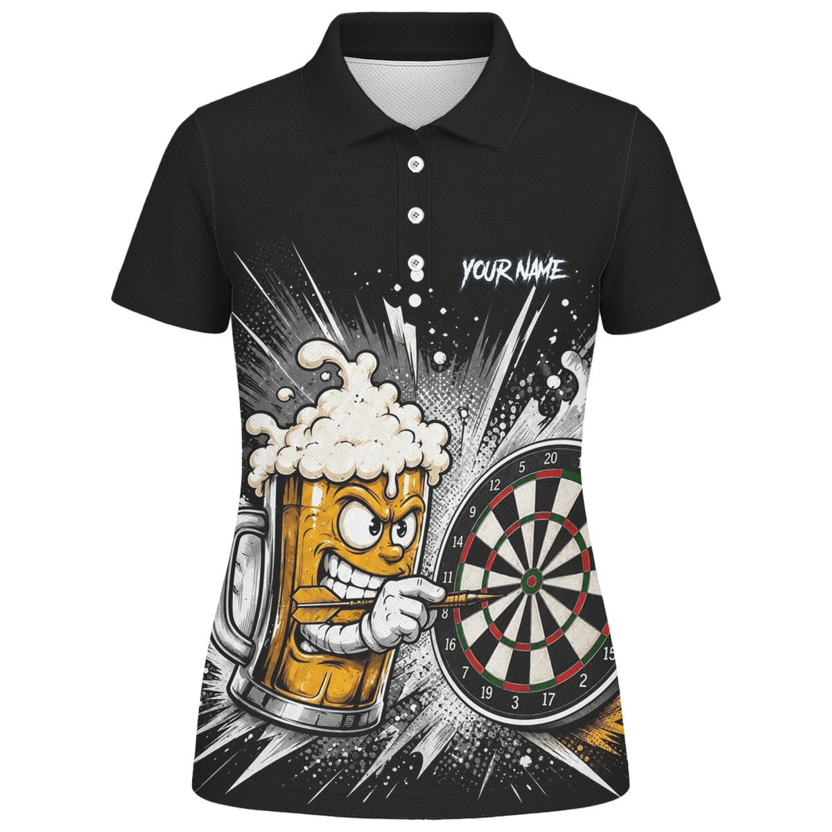 Personalised Beer Mug Darts Polo Shirt For Women S555