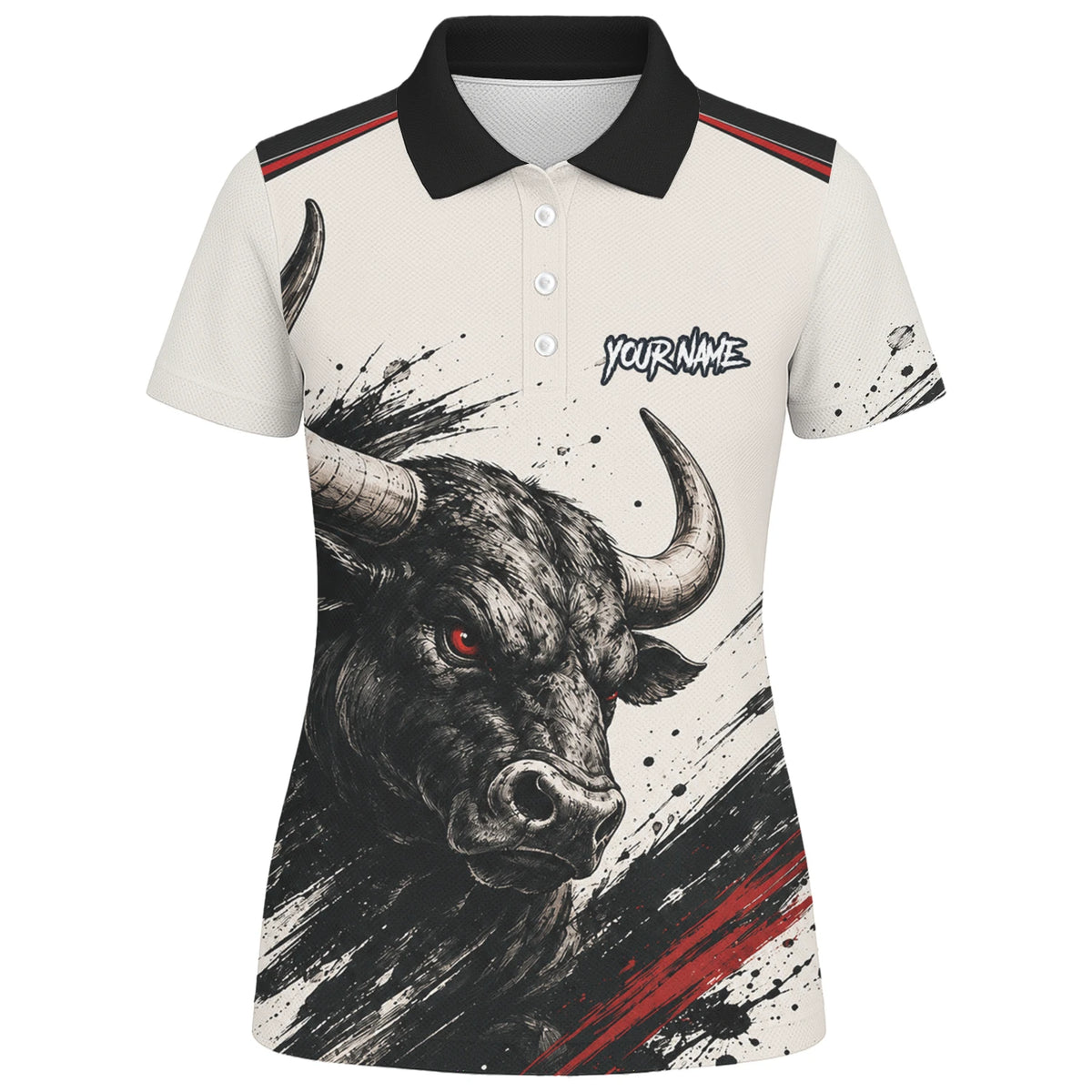 Personalised White Black Red Bull Darts Shirt For Women H473
