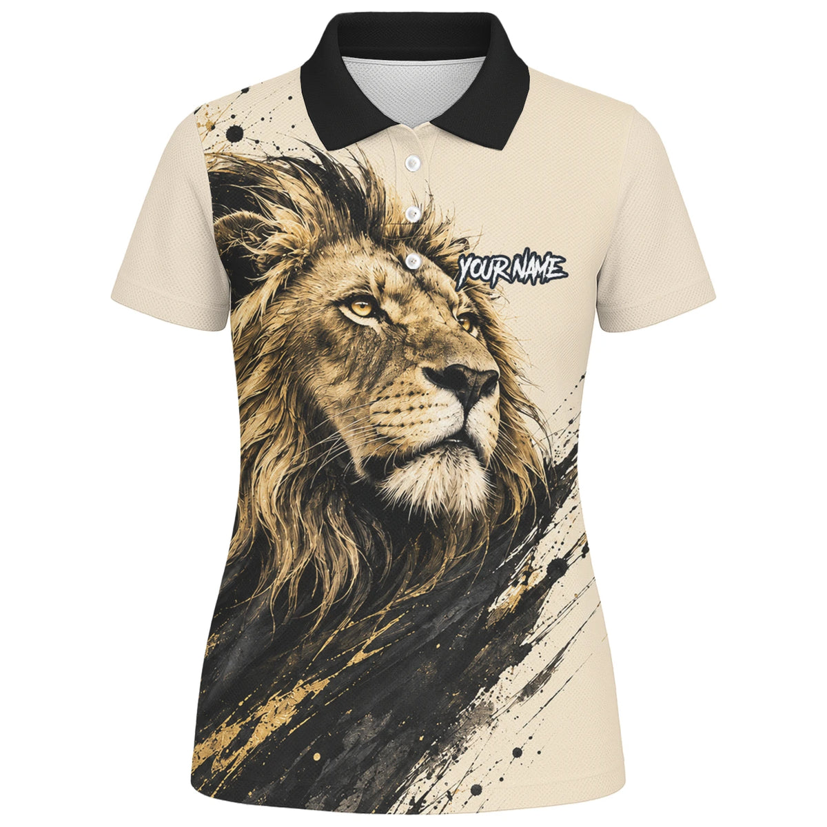 Personalised Cream Black Gold Lion Darts Shirt For Women Q209
