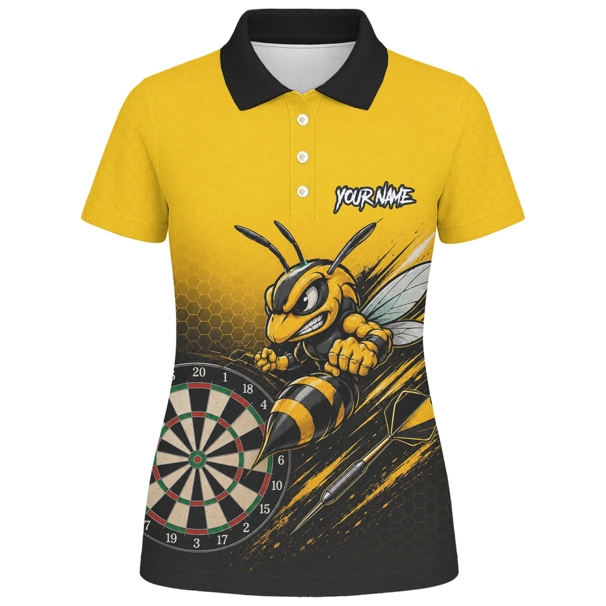 Personalised Yellow & Black Wasp Darts Shirt For Women F032