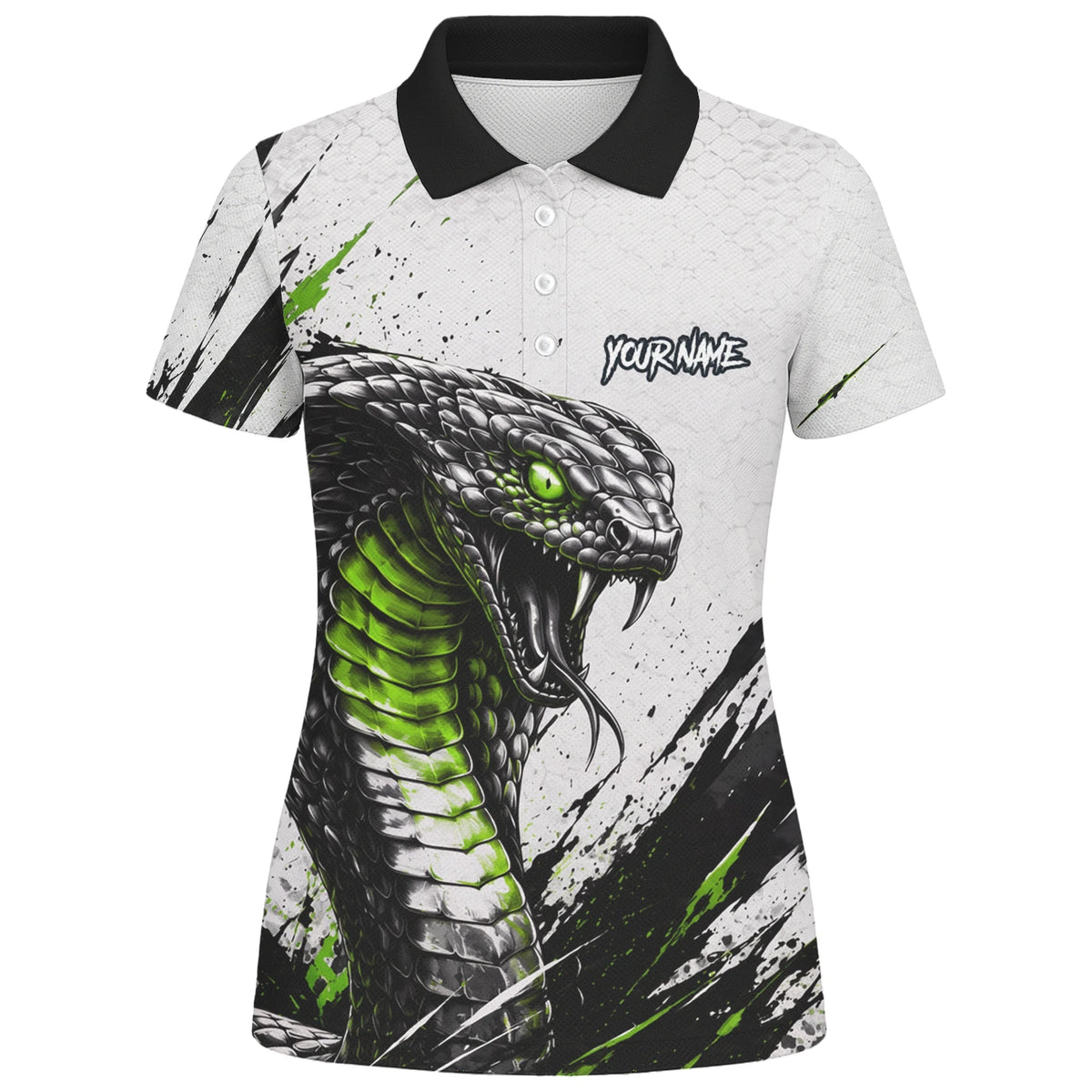 Personalised White Black Green Cobra Darts Shirt For Women A017
