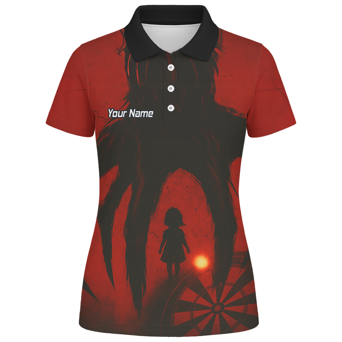Personalised Grunge Shadow Child Dart Polo Shirt Red Black For Men Z8203 additional image 1