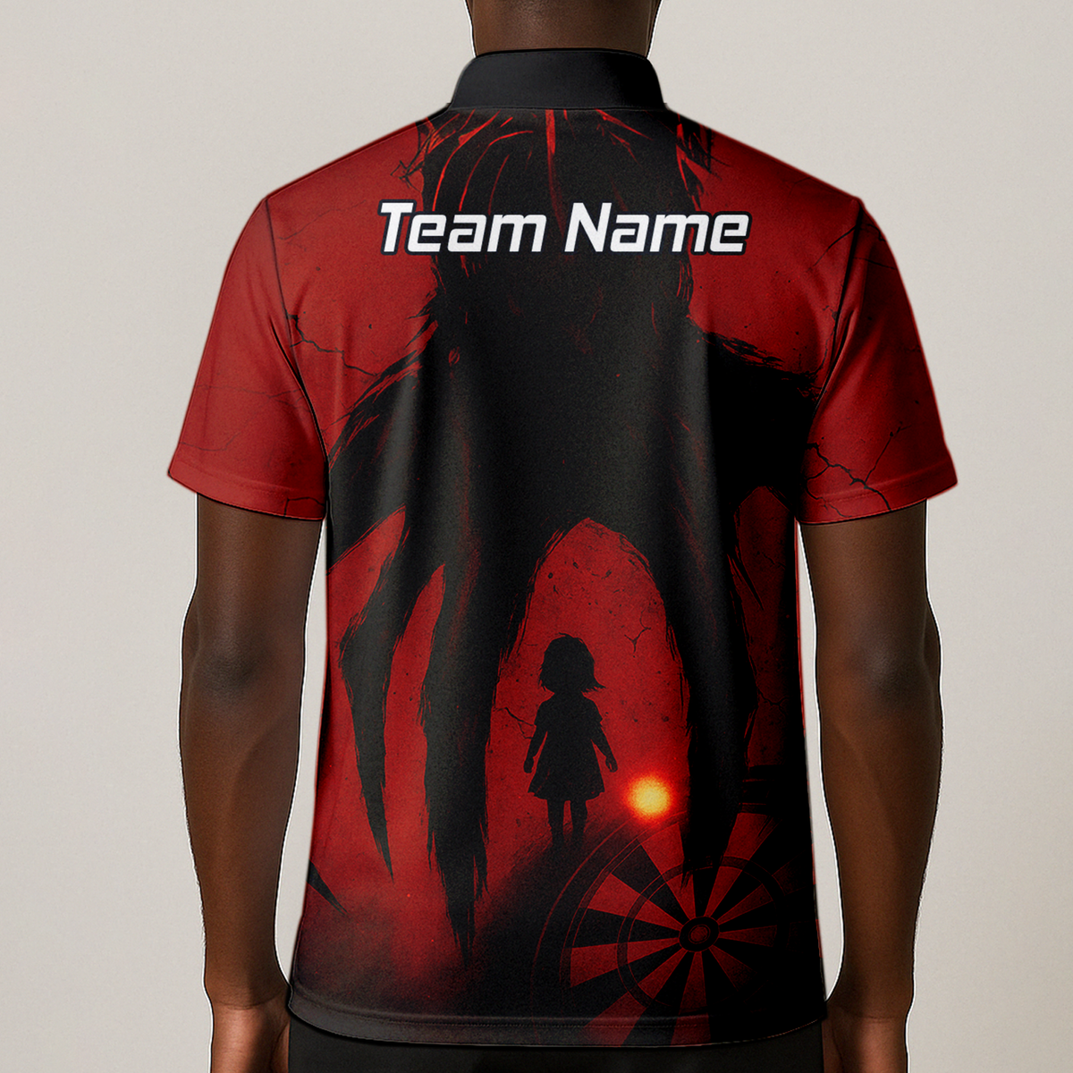Personalised Grunge Shadow Child Dart Polo Shirt Red Black For Men Z8203 additional image 1
