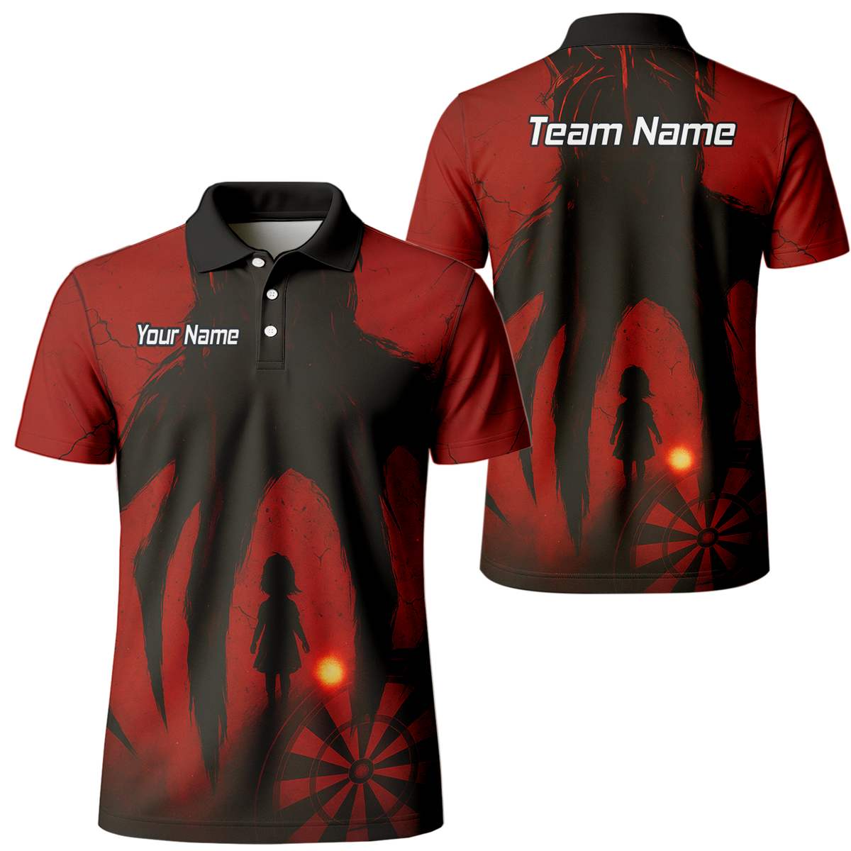 Personalised Grunge Shadow Child Dart Polo Shirt Red Black For Men Z8203 main image - polo No