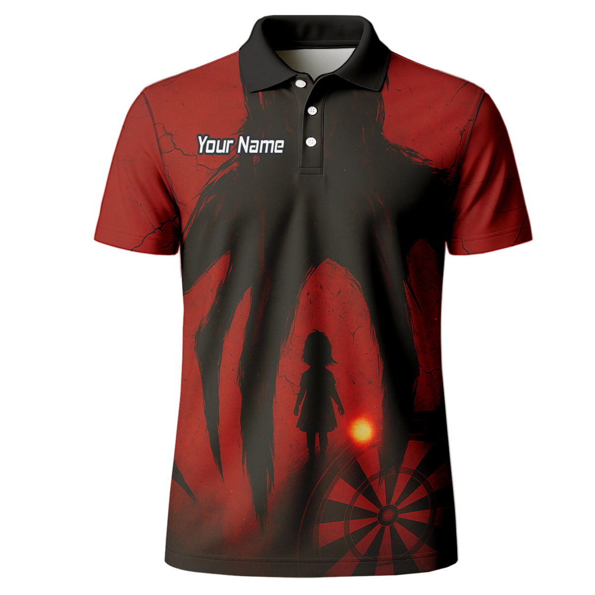 Personalised Grunge Shadow Child Dart Polo Shirt Red Black For Men Z8203 additional image 2