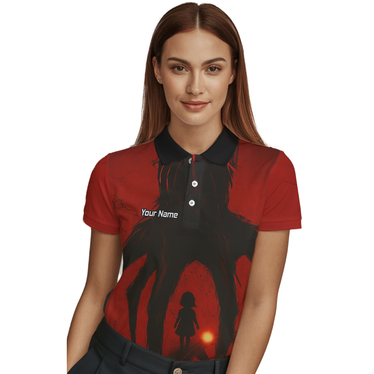 Personalised Grunge Shadow Child Dart Polo Shirt Red Black For Men Z8203 additional image 3