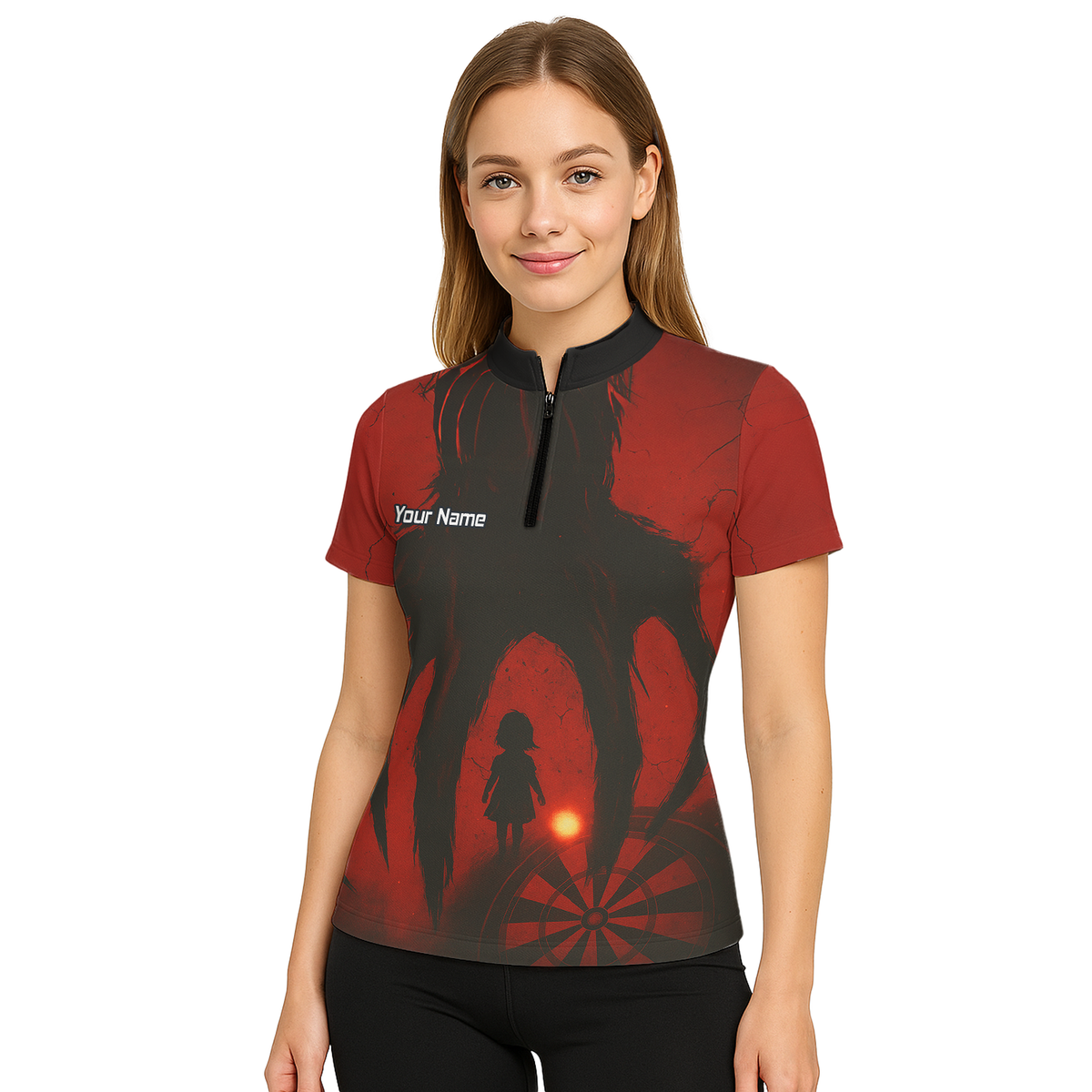 Personalised Grunge Shadow Child Dart Polo Shirt Red Black For Men Z8203 additional image 5
