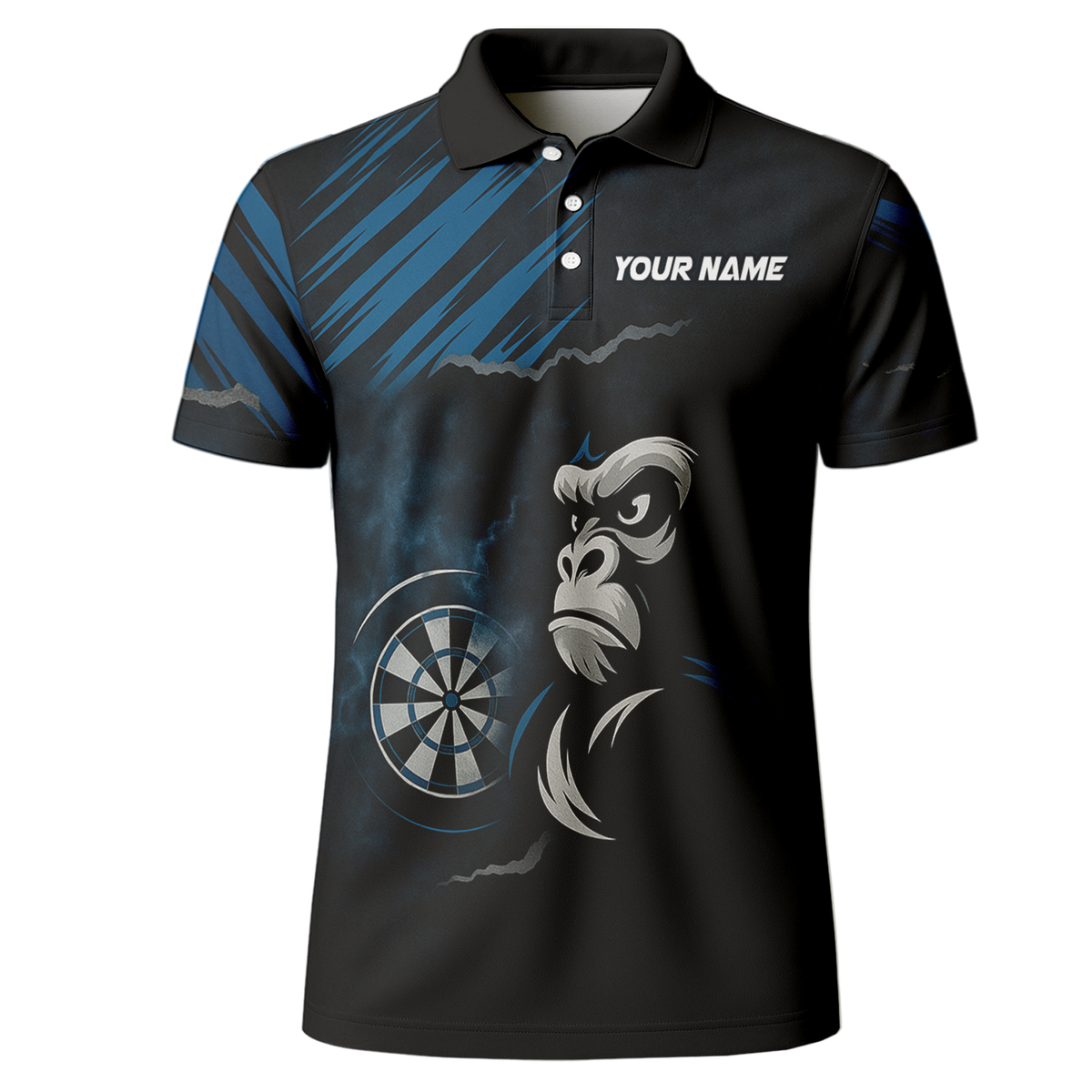 Personalized Gorilla Grunge Dart Polo Shirt Black Blue additional image 2