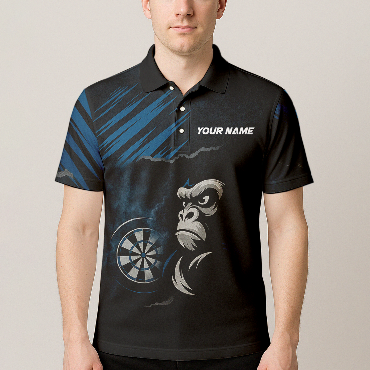 Personalized Gorilla Grunge Dart Polo Shirt Black Blue additional image 4