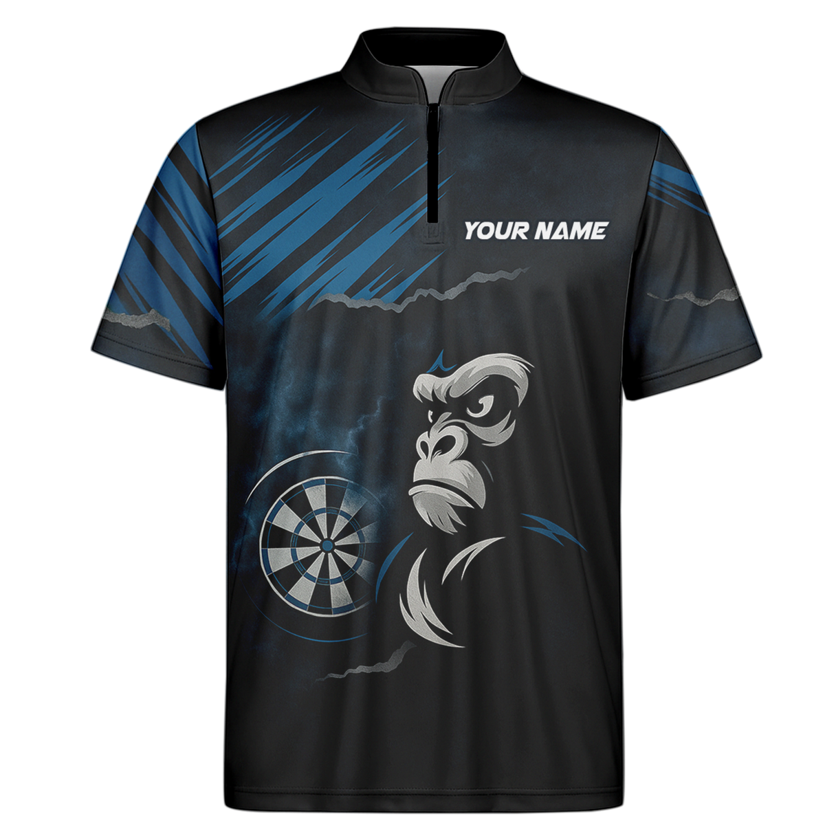 Personalized Gorilla Grunge Dart Polo Shirt Black Blue additional image 6
