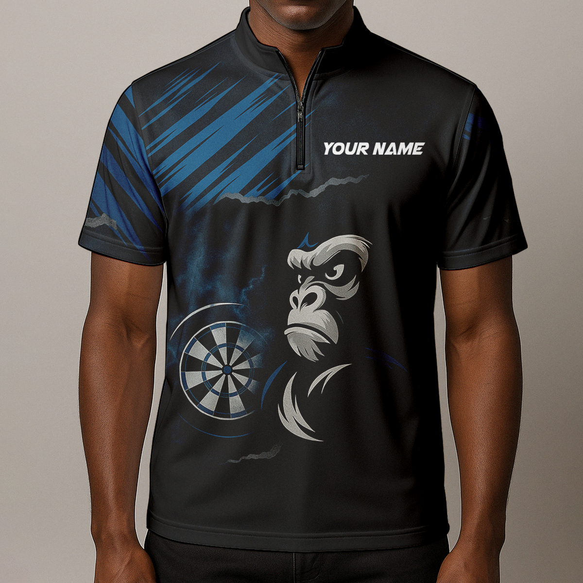 Personalized Gorilla Grunge Dart Polo Shirt Black Blue additional image 8