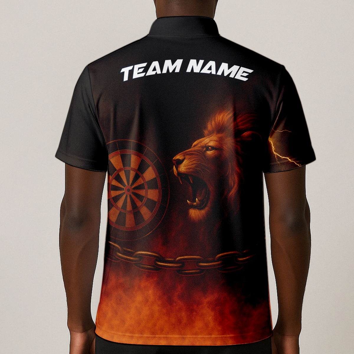 Personalized Lion Fire Lightning Dart Shirt Polo Black additional image 1