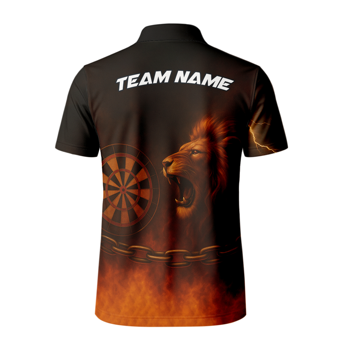 Personalized Lion Fire Lightning Dart Shirt Polo Black additional image 3