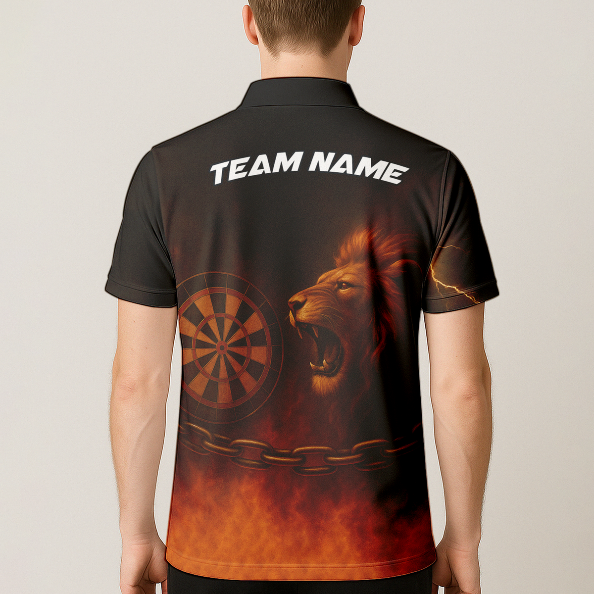 Personalized Lion Fire Lightning Dart Shirt Polo Black additional image 5