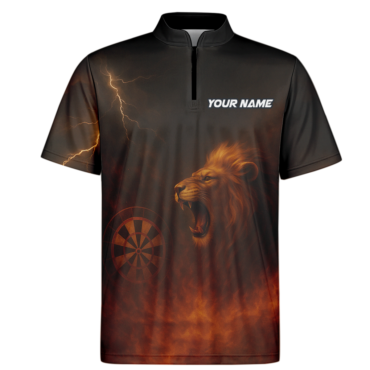 Personalized Lion Fire Lightning Dart Shirt Polo Black additional image 6