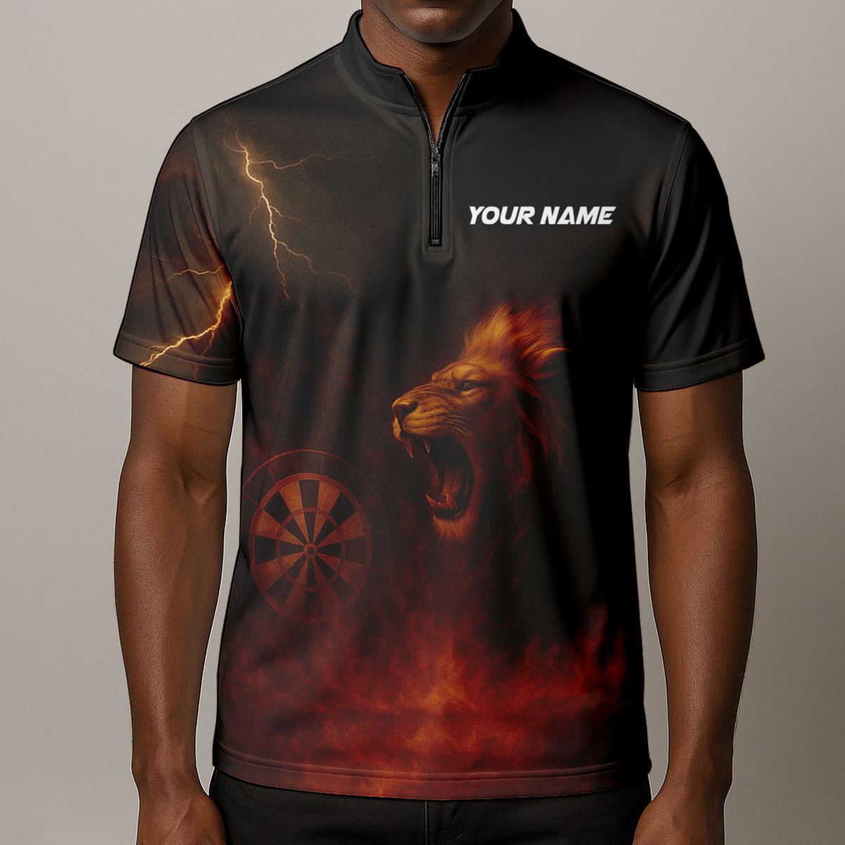 Personalized Lion Fire Lightning Dart Shirt Polo Black additional image 8