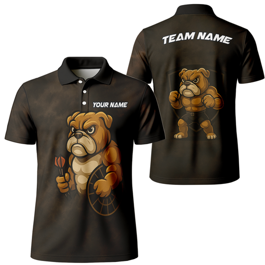 Personalized Bulldog Darts Polo Shirt Grunge Brown Black main image - polo, Pocket No