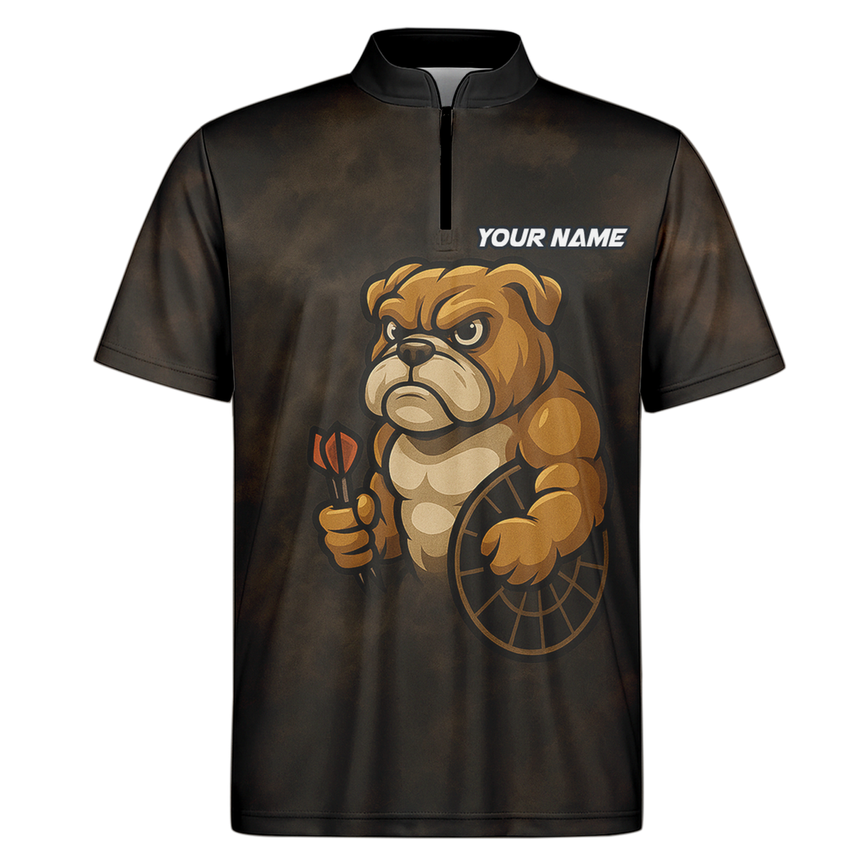 Personalized Bulldog Darts Polo Shirt Grunge Brown Black additional image 6