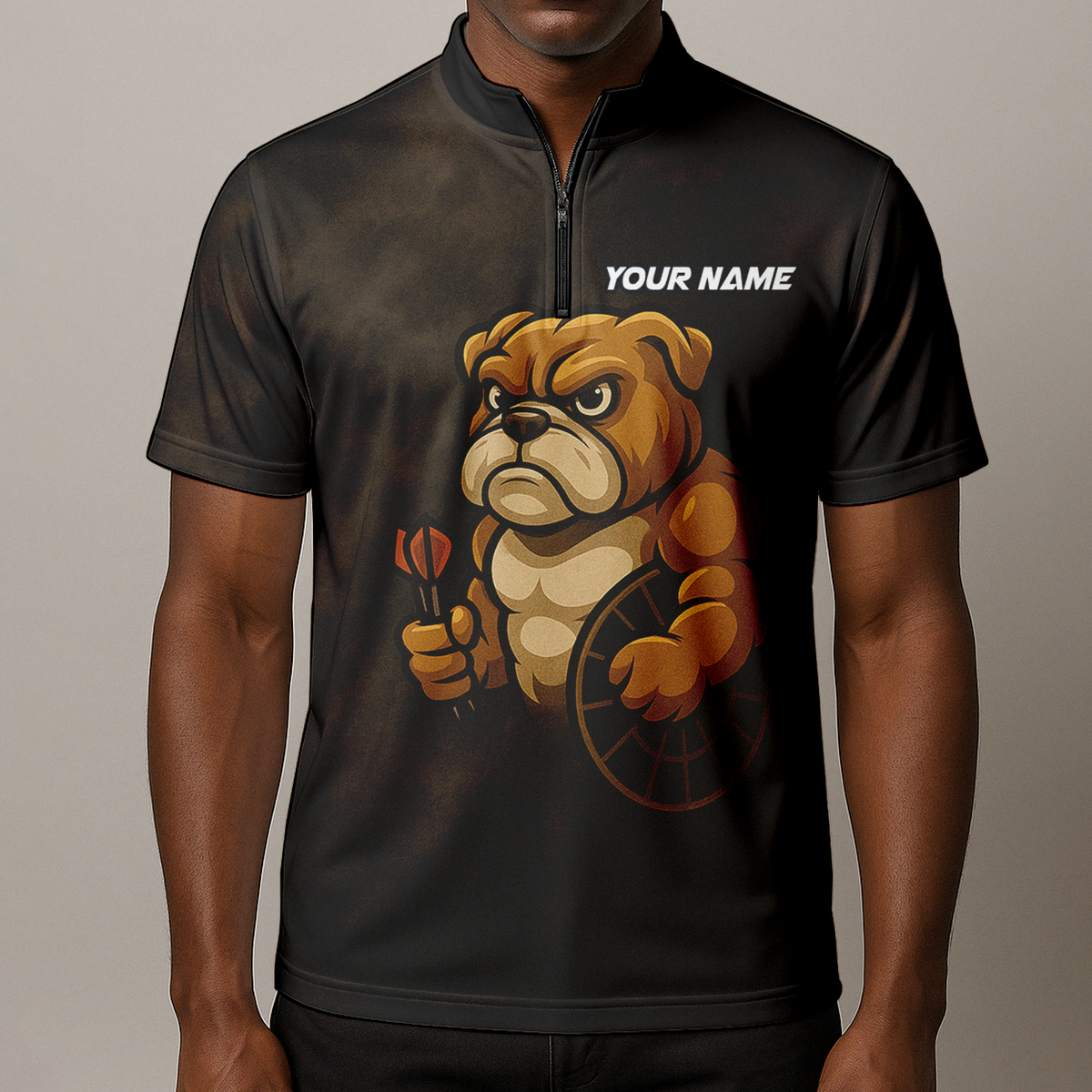 Personalized Bulldog Darts Polo Shirt Grunge Brown Black additional image 8