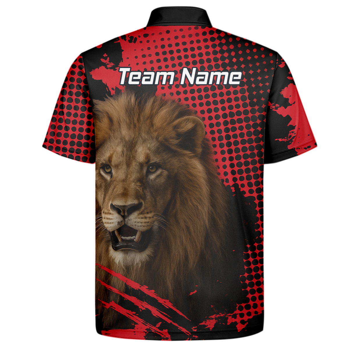 Personalised Roaring Lion Darts Polo Shirt Red Black Grunge For Men V1720 additional image 7