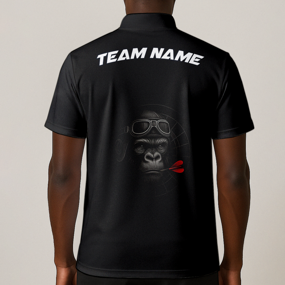 Personalized Custom Dart Jersey Polo Shirt Gorilla Goggles Red Dart Black Name Team additional image 1