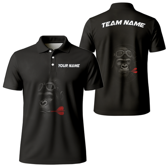 Personalized Custom Dart Jersey Polo Shirt Gorilla Goggles Red Dart Black Name Team main image - polo, Pocket No