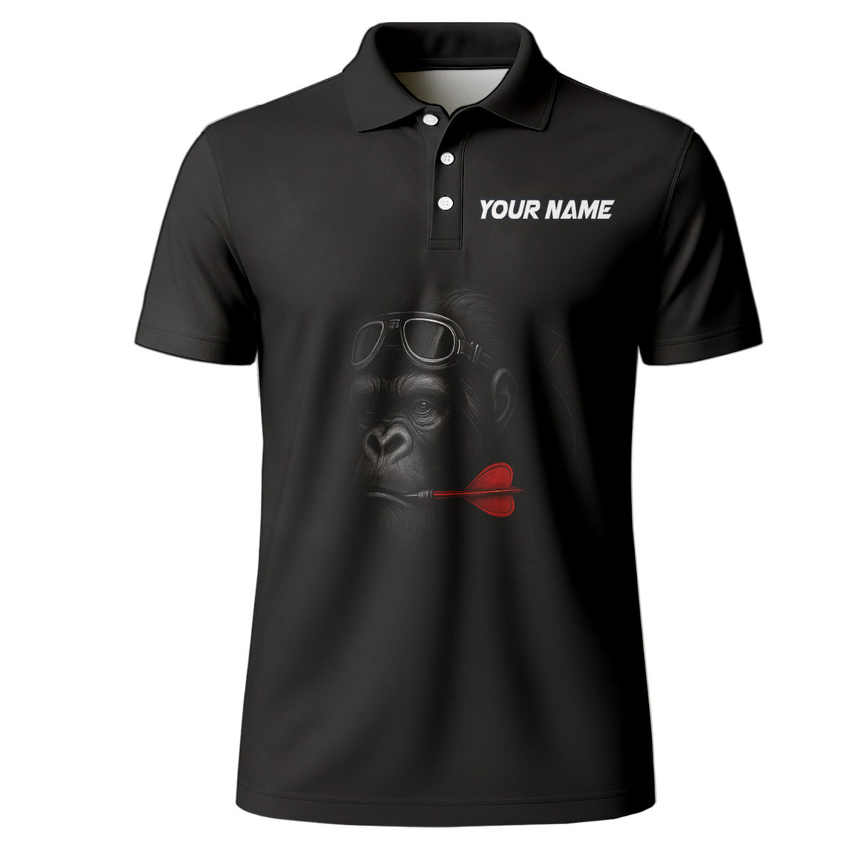 Personalized Custom Dart Jersey Polo Shirt Gorilla Goggles Red Dart Black Name Team additional image 2