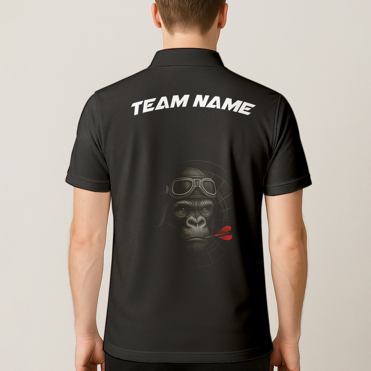 Personalized Custom Dart Jersey Polo Shirt Gorilla Goggles Red Dart Black Name Team additional image 5