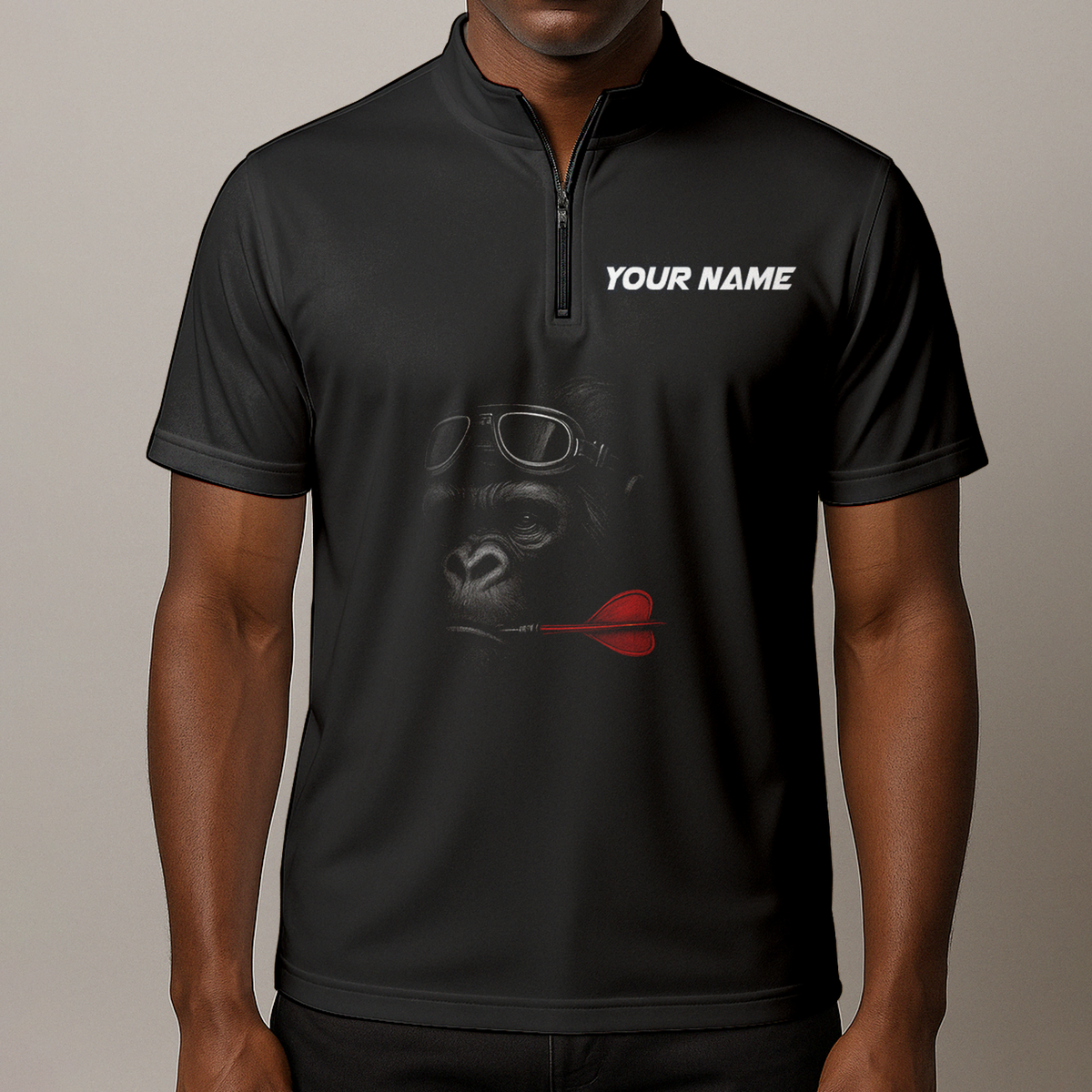 Personalized Custom Dart Jersey Polo Shirt Gorilla Goggles Red Dart Black Name Team additional image 8