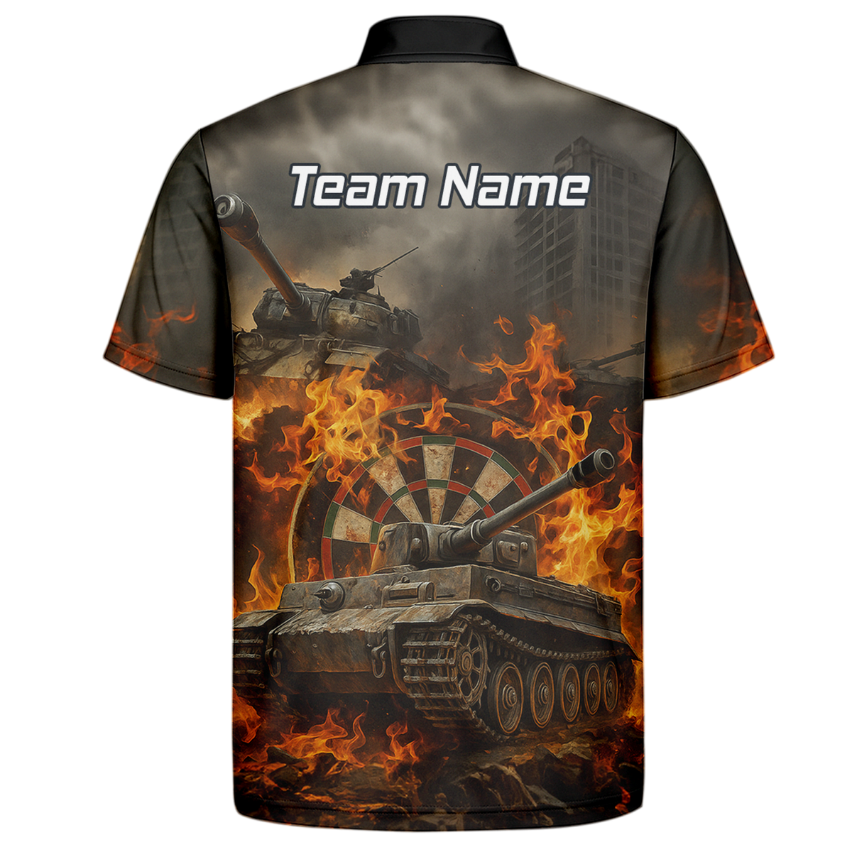 Personalised Flaming Tank Grunge Dart Polo Shirt For Men Z8828 additional image 7