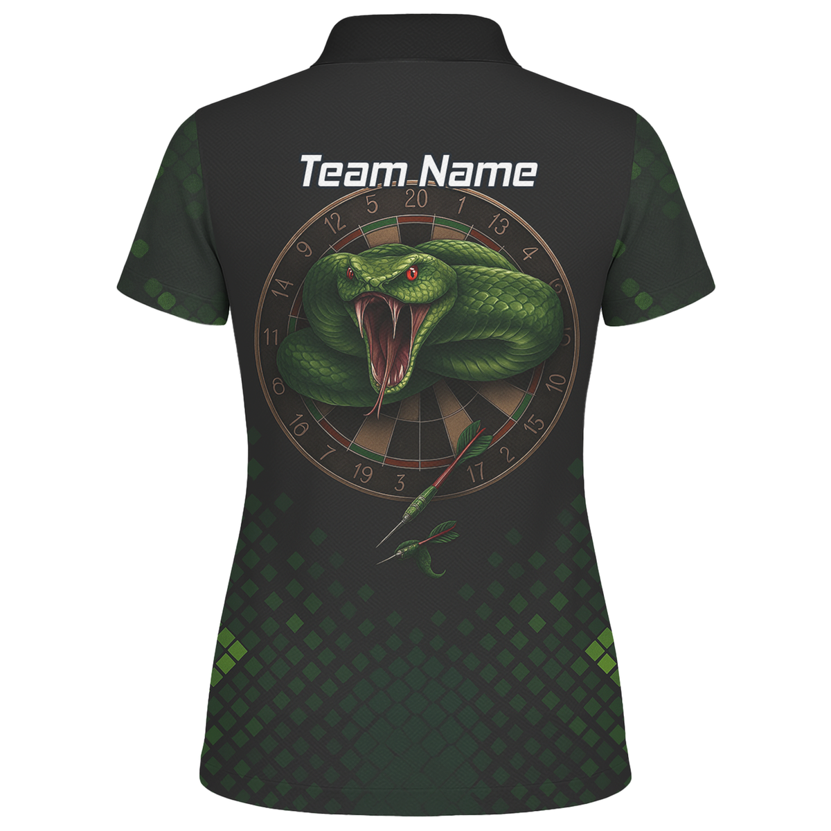 Personalised Green Viper Snake Dartboard Polo Shirt Black For Men J2772 additional image 2