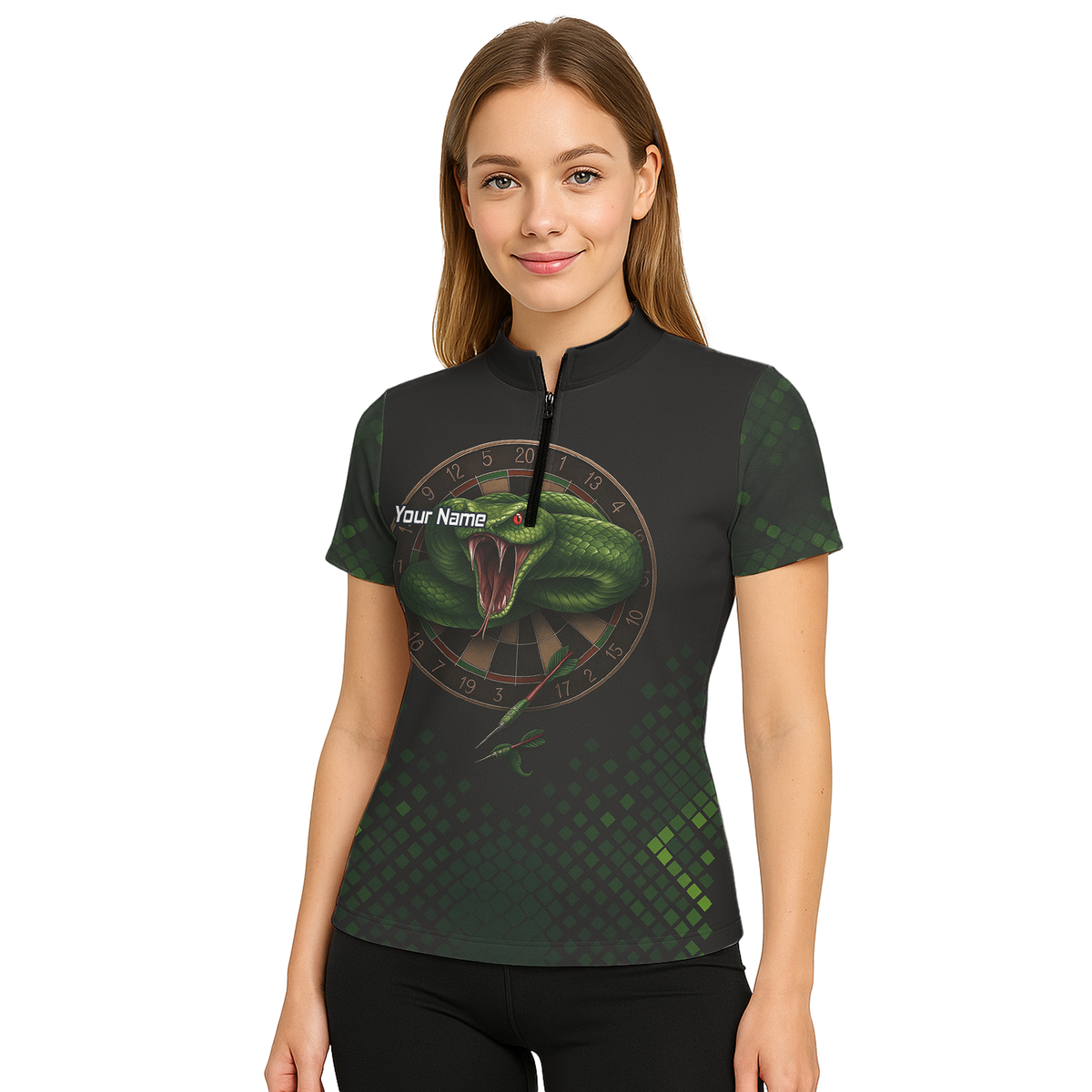Personalised Green Viper Snake Dartboard Polo Shirt Black For Men J2772 additional image 5