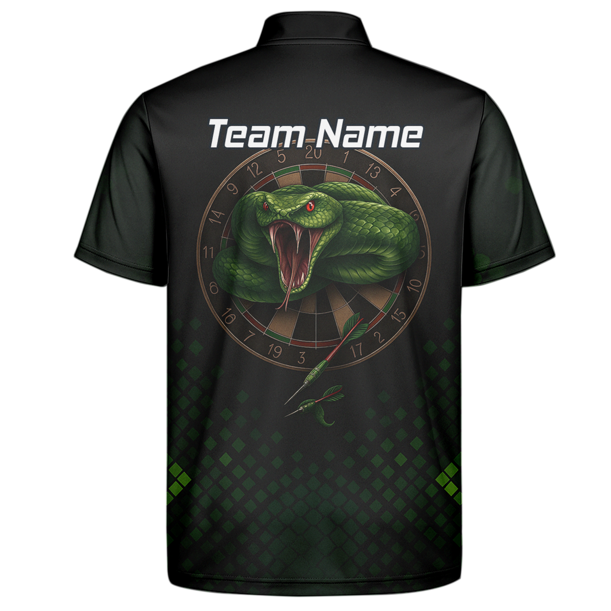 Personalised Green Viper Snake Dartboard Polo Shirt Black For Men J2772 additional image 7
