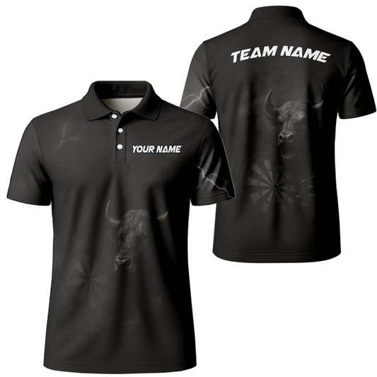 Personalized Bull Grunge Black Dart Polo Shirt Custom Name main image - polo, Pocket No