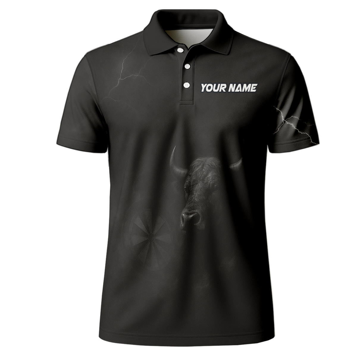 Personalized Bull Grunge Black Dart Polo Shirt Custom Name additional image 2