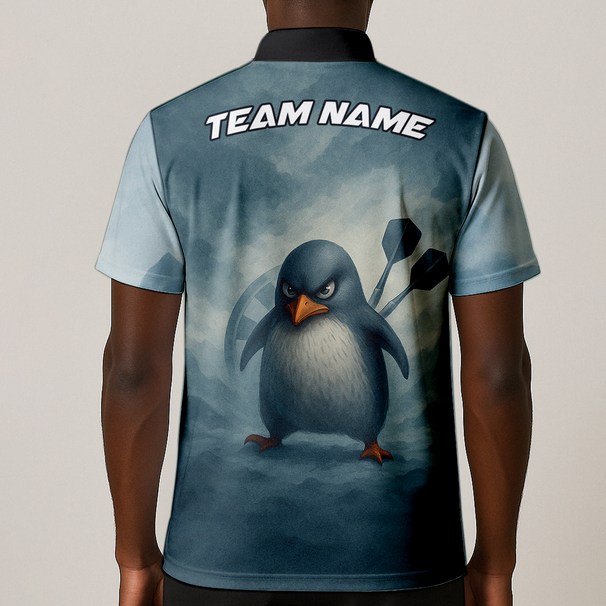 Personalized Boxing Penguin Dart Polo Shirt for Team or Player Name, Grey Blue Red additional image 1