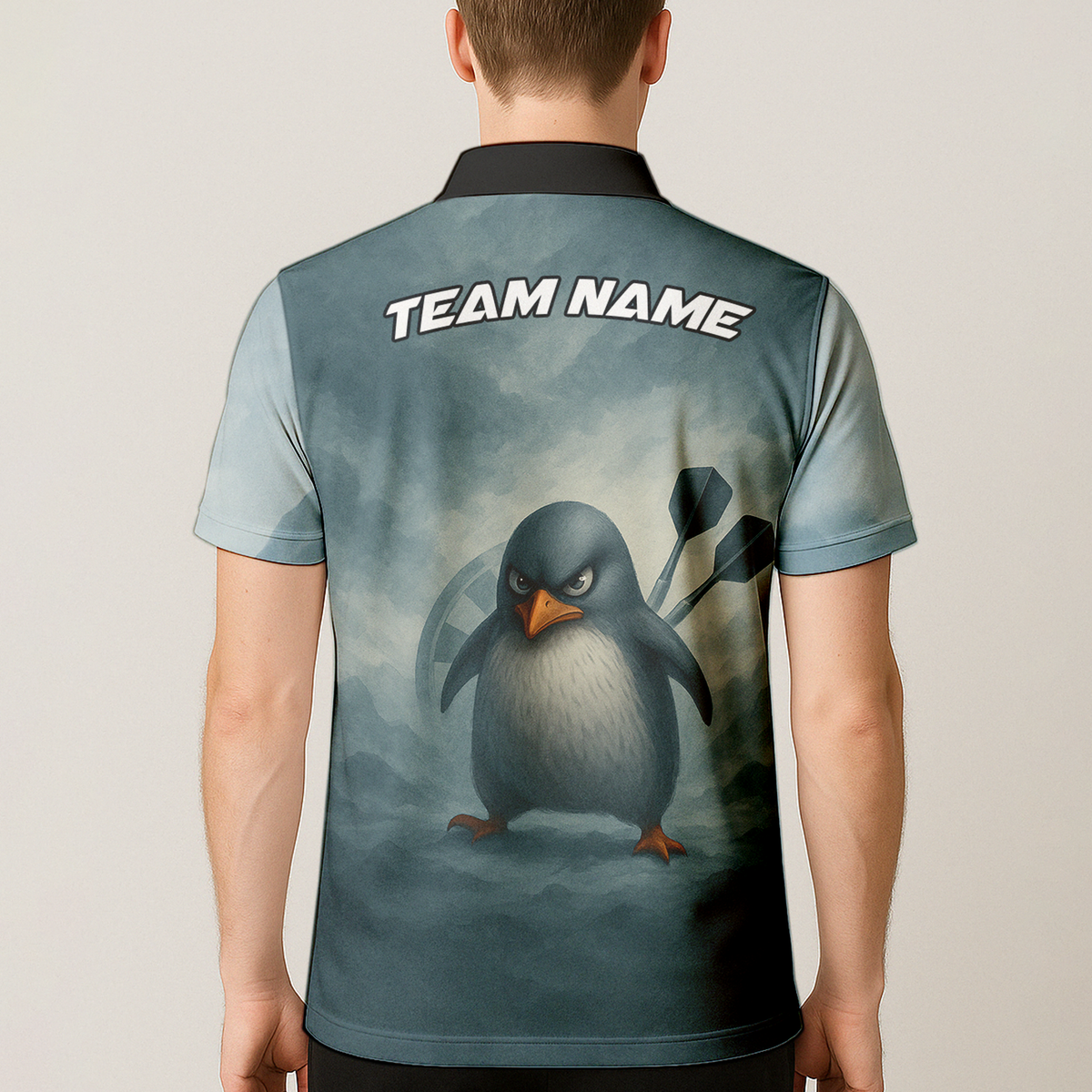 Personalized Boxing Penguin Dart Polo Shirt for Team or Player Name, Grey Blue Red additional image 5
