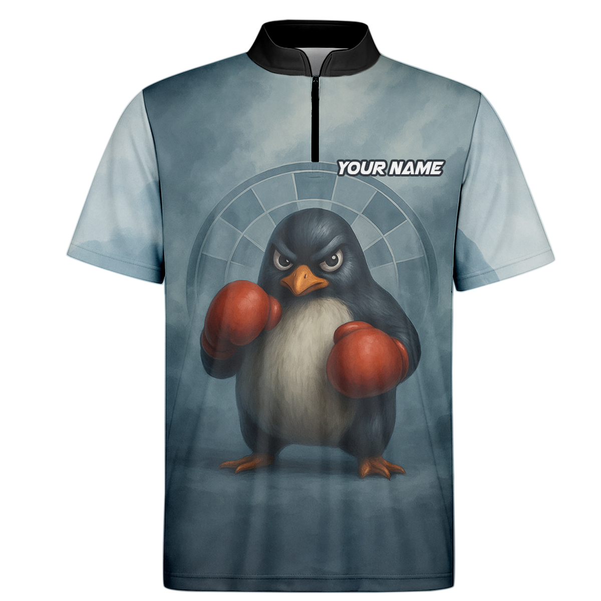 Personalized Boxing Penguin Dart Polo Shirt for Team or Player Name, Grey Blue Red additional image 6