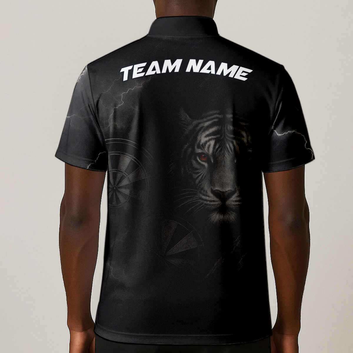 Custom Roaring Tiger Lightning Dart Jersey Polo Shirt Black Red Eyes additional image 1