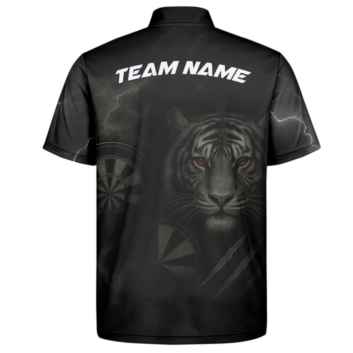 Custom Roaring Tiger Lightning Dart Jersey Polo Shirt Black Red Eyes additional image 7
