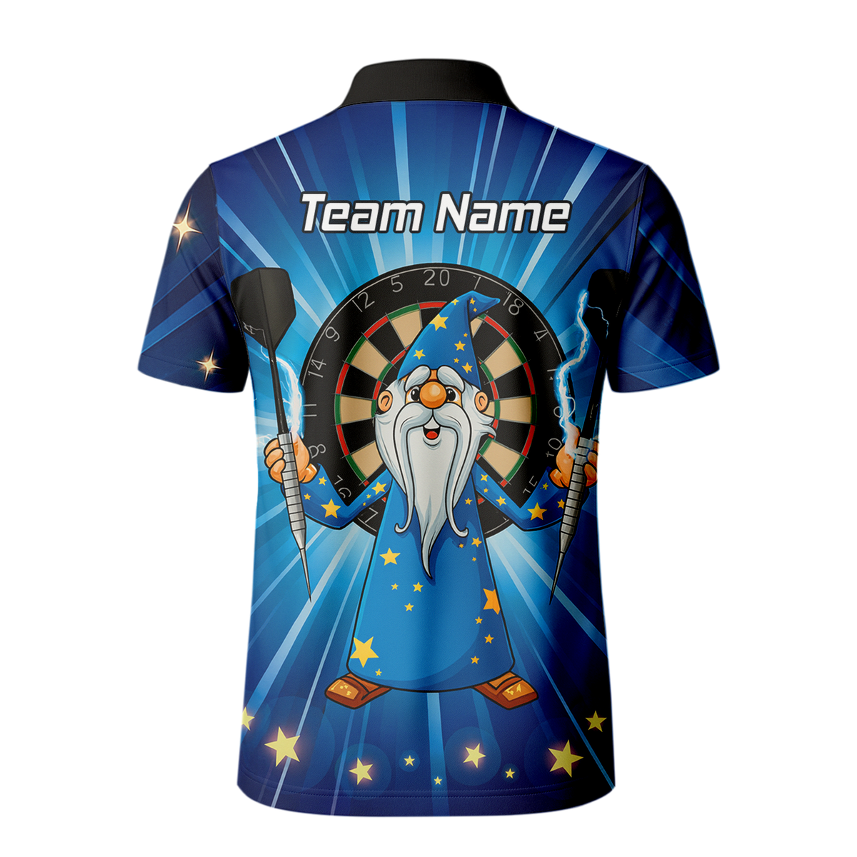 Personalised Magic Wizard Dart Polo Shirt Blue Stars For Men V9664 additional image 3