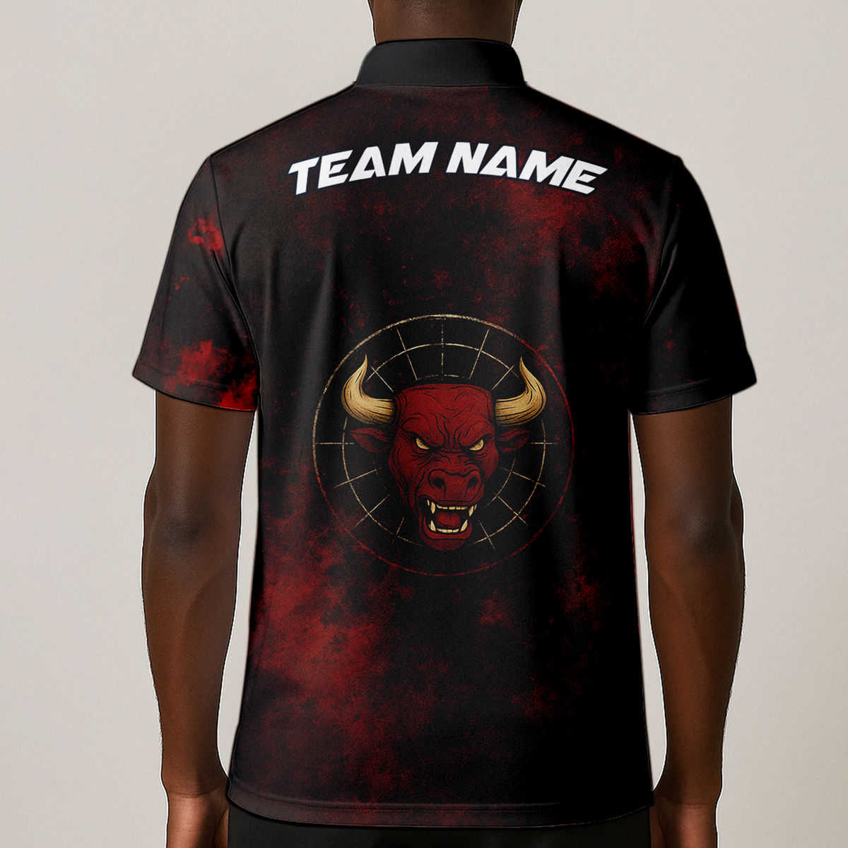 Personalized Red Bull Grunge Dart Polo Shirt Black Red additional image 1
