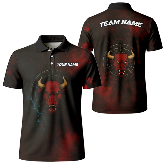 Personalized Red Bull Grunge Dart Polo Shirt Black Red main image - polo, Pocket No