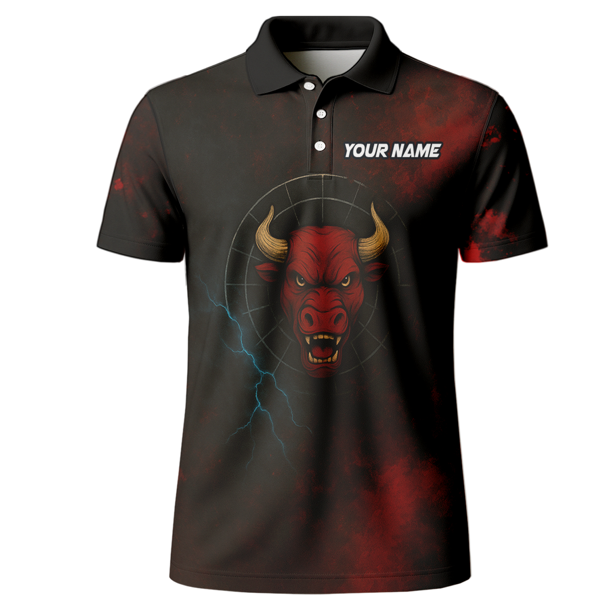 Personalized Red Bull Grunge Dart Polo Shirt Black Red additional image 2