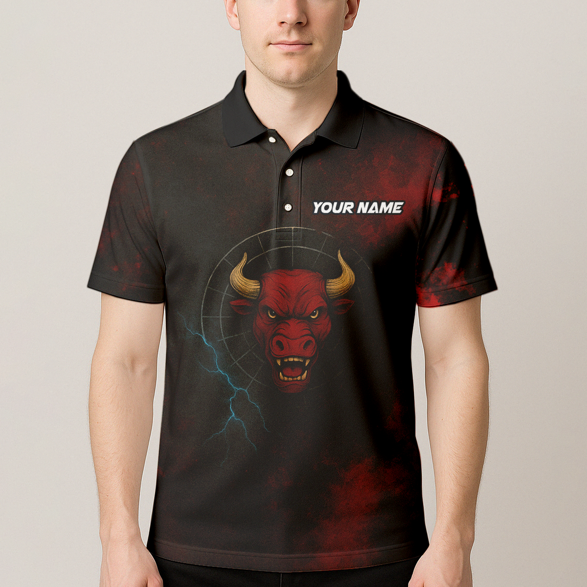 Personalized Red Bull Grunge Dart Polo Shirt Black Red additional image 4