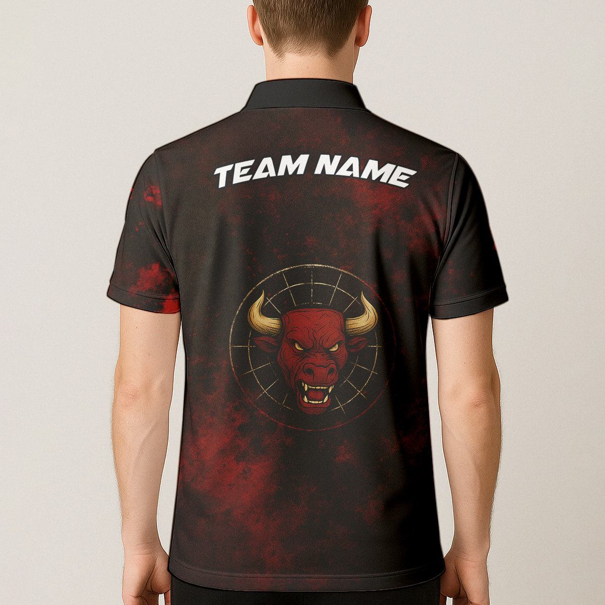 Personalized Red Bull Grunge Dart Polo Shirt Black Red additional image 5