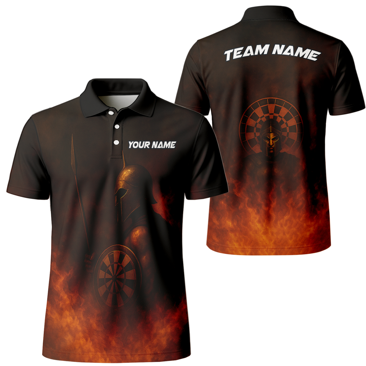Personalized Spartan Fire Darts Polo Shirt Black Red main image - polo, Pocket No