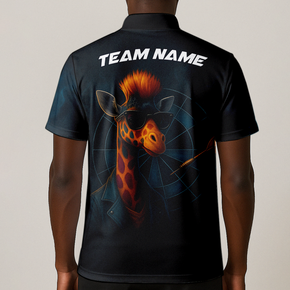 Personalized Cool Giraffe Darts Polo Shirt Black additional image 1